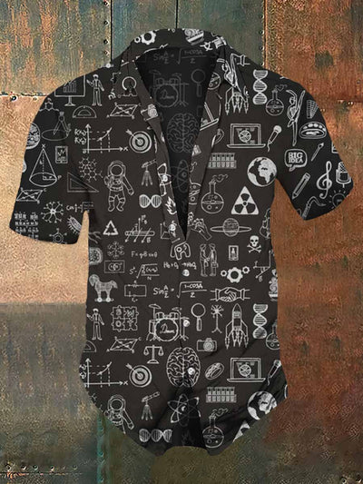 Men's Retro Dark Style Technology Print Casual Shirt