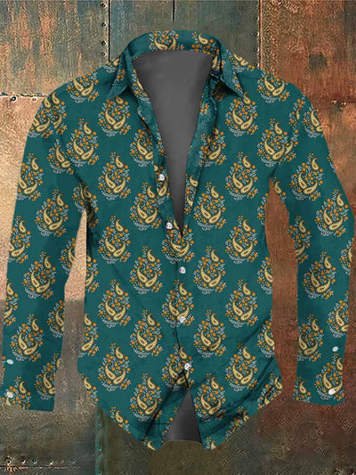 Men's Retro Bohemian Style Cashew Print Casual Vintage Shirt