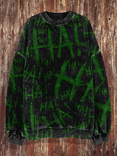 Unisex Abstract HA Print Halloween Crew Neck Casual Sweatshirt