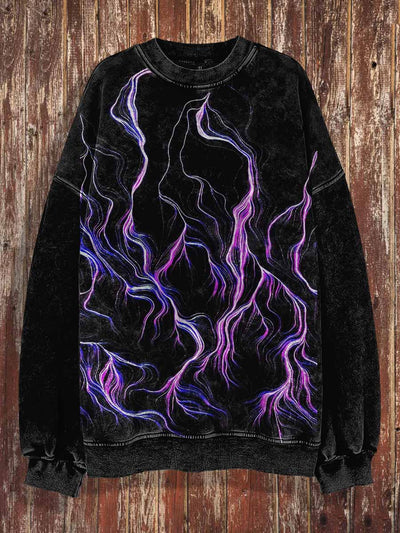 Unisex Abstract Light Print Halloween Crew Neck Casual Sweatshirt