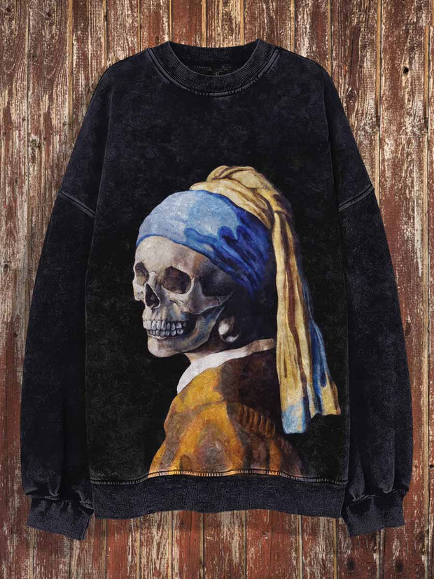 Unisex 3D Skull Print Halloween Crew Neck Casual Sweatshirt