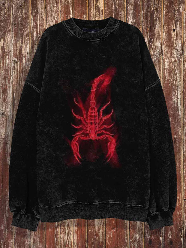 Unisex Scorpion Print Halloween Crew Neck Casual Sweatshirt