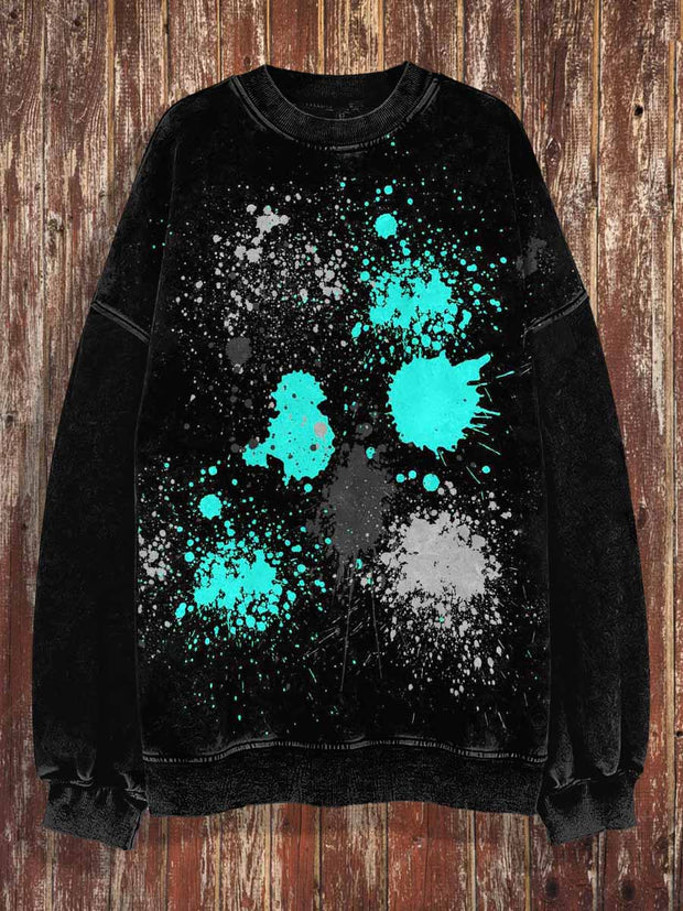 Unisex Colorful Ink Print Halloween Crew Neck Casual Sweatshirt