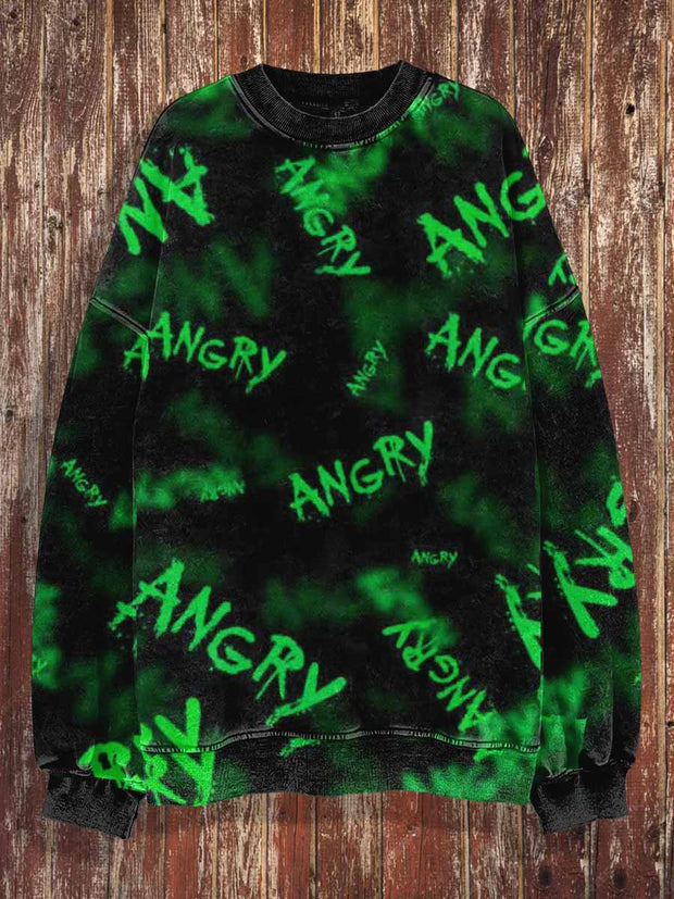 Unisex Angry Horror Print Halloween Crew Neck Casual Sweatshirt