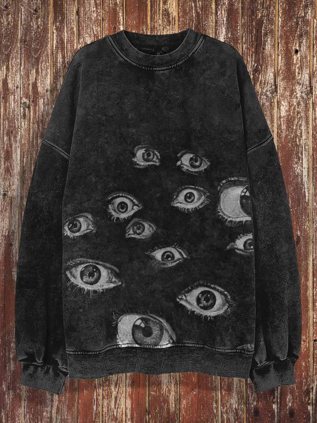 Unisex Fantasy Eyes Print Halloween Crew Neck Casual Sweatshirt