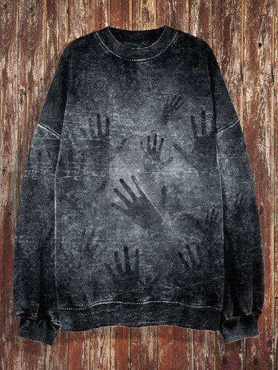 Unisex Hands Print Halloween Crew Neck Casual Sweatshirt