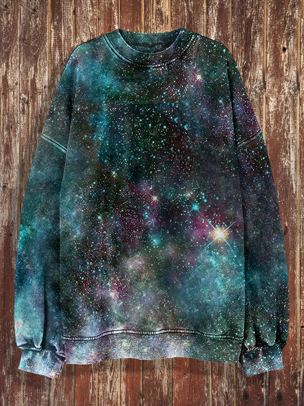 Unisex Starry Sky Print Halloween Crew Neck Casual Sweatshirt