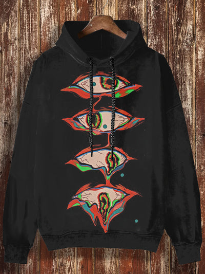 Unisex Monster Eye Print Halloween Casual Hooded Sweatshirt