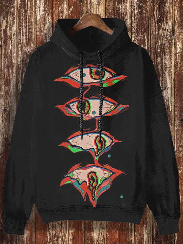 Unisex Monster Eye Print Halloween Casual Hooded Sweatshirt