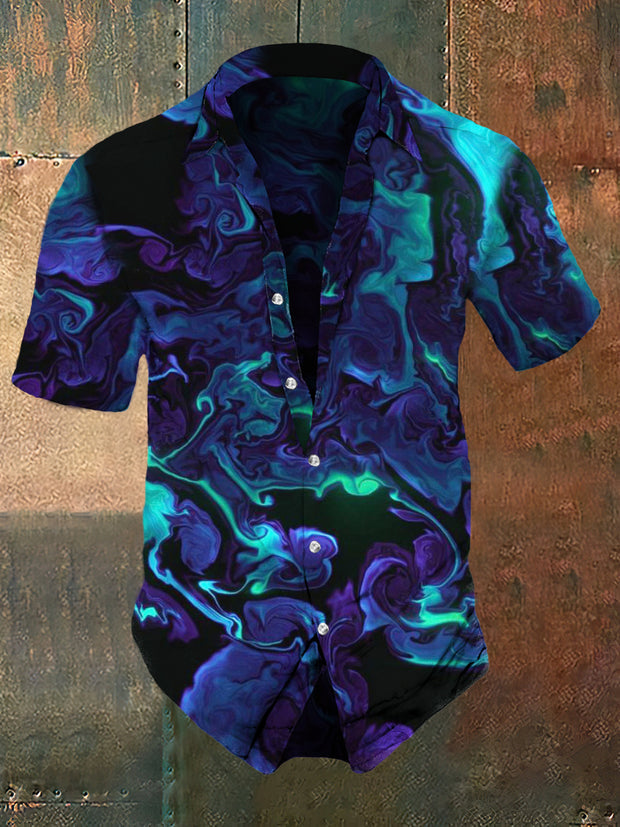 Men's Retro Dark Style Spray Print Casual Shirt