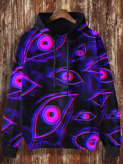 Unisex 3D Magic Eyes Print Halloween Casual Hooded Sweatshirt