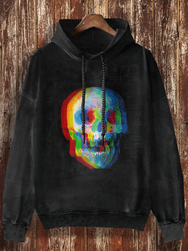 Unisex Punk Skull Halloween Print Crew Neck Casual Sweatshirt