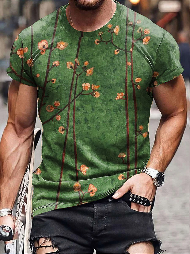 Gentleman Vintage Abstract Plum Tree Branch Art Print Short Sleeve T-Shirt