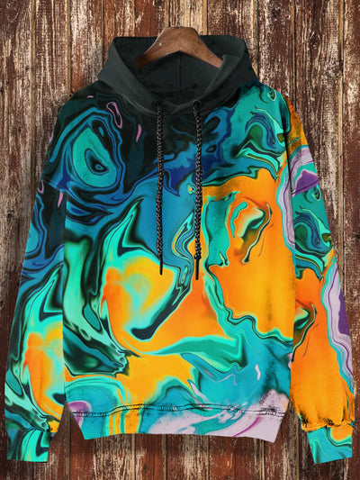 Unisex Colorful Print Halloween Casual Hooded Sweatshirt