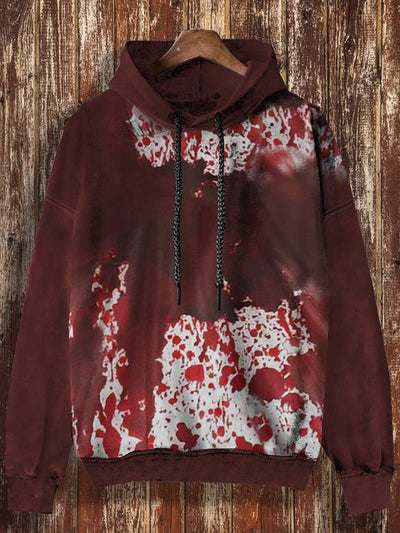 Unisex Blood Print Halloween Casual Hooded Sweatshirt