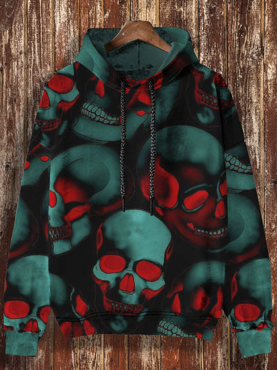 Unisex 3D Magic Skull Print Halloween Casual Hooded Sweatshirt