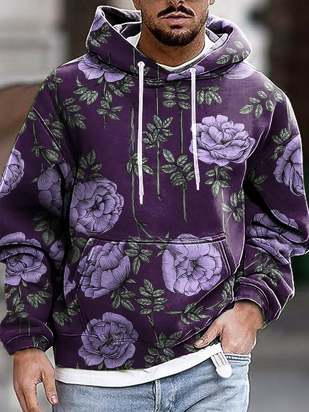 Gentleman's Everyday Vintage Floral Art Print Hooded Sweatshirt