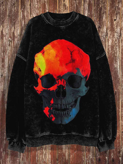 Unisex 3D Skull Print Halloween Crew Neck Casual Sweatshirt