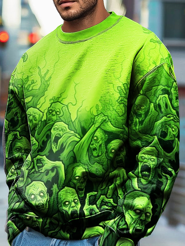 Gentleman Vintage Halloween Horror Art Print Crew Neck Pullover Sweatshirt