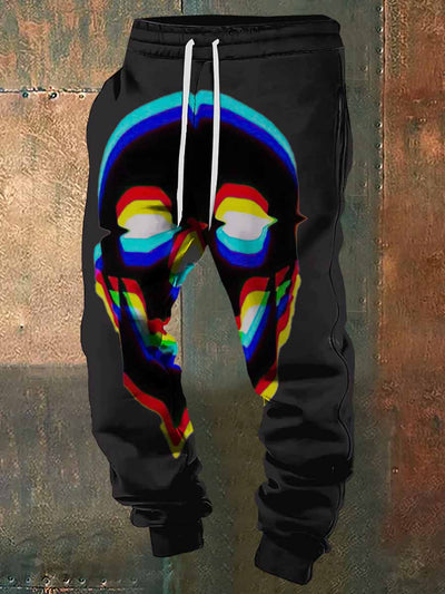 Men's 3D Color Skull Halloween Print Sweatpants