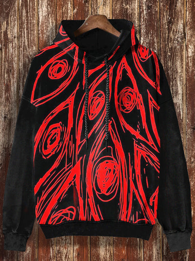 Unisex 3D Blood Eye Print Halloween Casual Hooded Sweatshirt