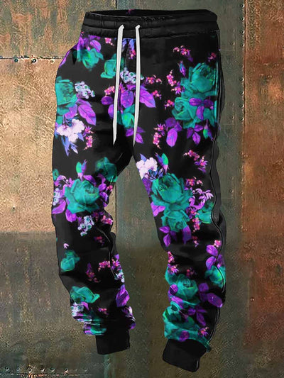 Men's Fantasy Flowers Halloween Print Sweatpants