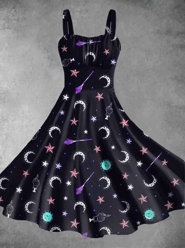 Women's Halloween Print Suspender Dress