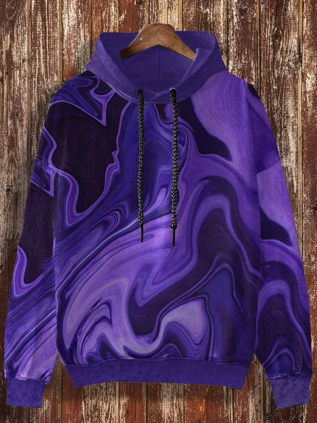 Unisex Abstract Aurora Halloween Print Casual Hooded Sweatshirt