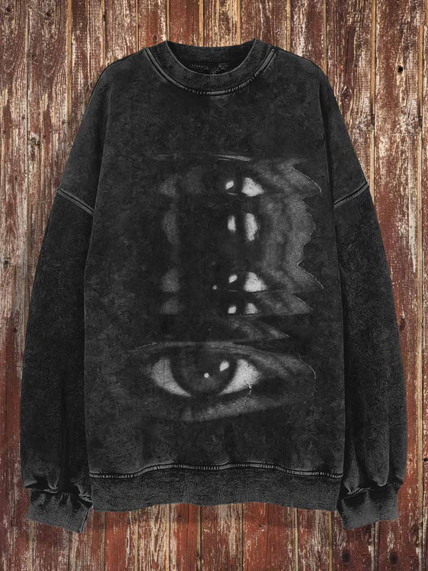 Unisex Abstract Horror Eye Print Halloween Crew Neck Casual Sweatshirt