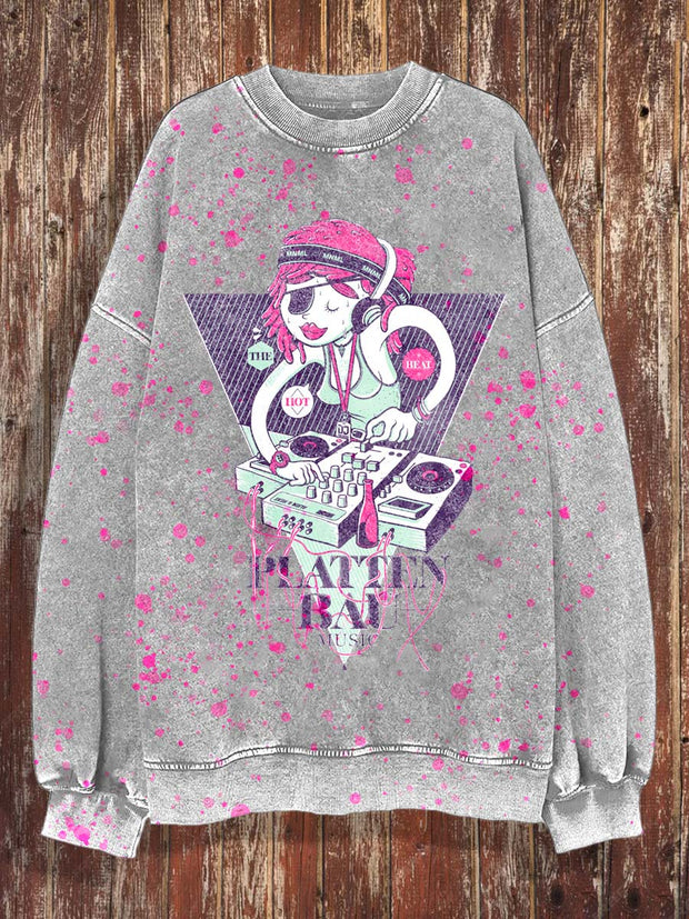 Women's printed crewneck sweatshirt