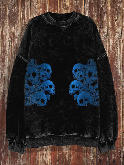 Unisex Skull Print Halloween Crew Neck Casual Sweatshirt