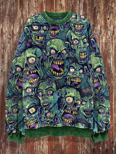 Unisex Horror Print Halloween Crew Neck Casual Sweatshirt