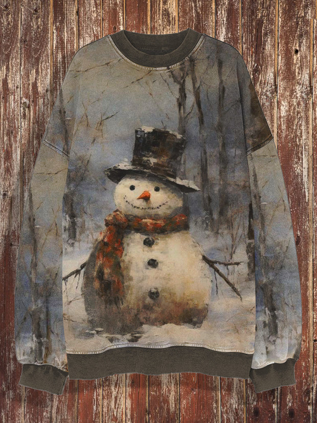 Unisex Christmas snowman round neck casual and fashionable loose long sleeved sweatshirt