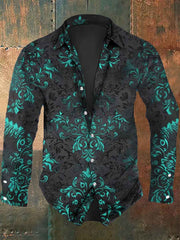 Men's Vintage Floral Print Casual Long Sleeve Shirt