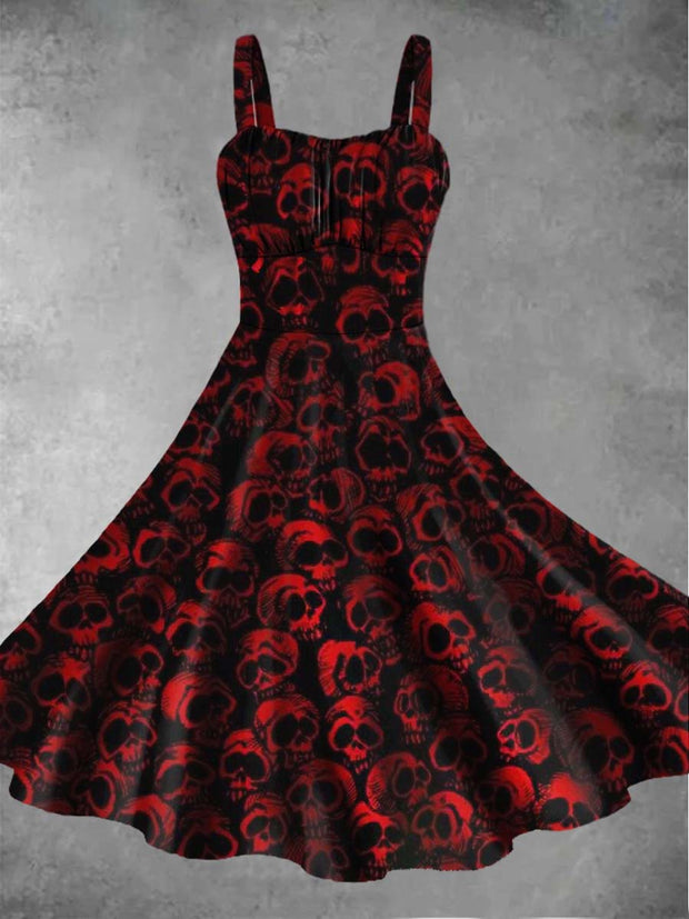 Sleeveless summer dress with skull for women