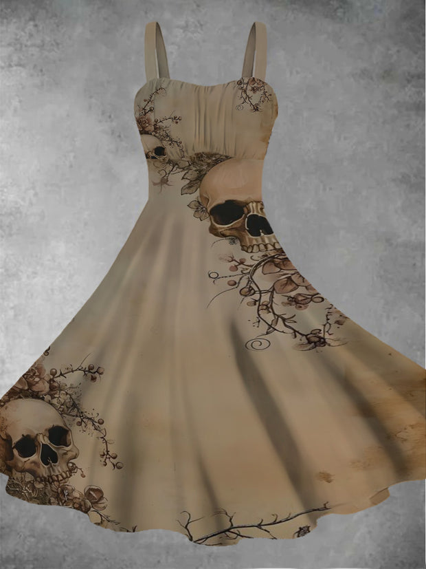 Sleeveless summer dress with skull for women