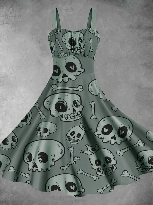 Sleeveless summer dress with skull for women