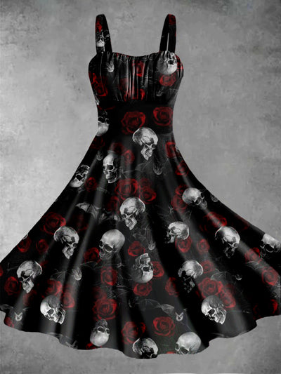 Sleeveless summer dress with skull for women