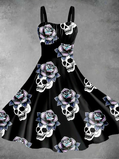 Sleeveless summer dress with skull for women