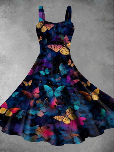 Women's Butterfly Print Sling Dress