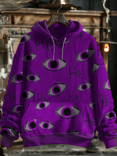 Unisex Fantasy Eye Print Halloween Hooded Sweatshirt With Pocket