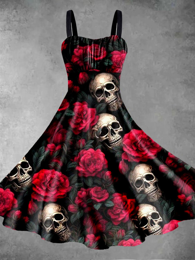 Sleeveless summer dress with skull for women