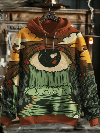 Unisex Magic Eye Print Halloween Hooded Sweatshirt With Pocket