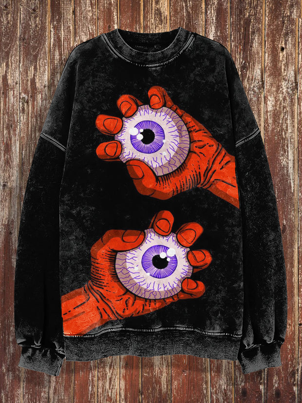 Unisex Scare Print Halloween Crew Neck Casual Sweatshirt