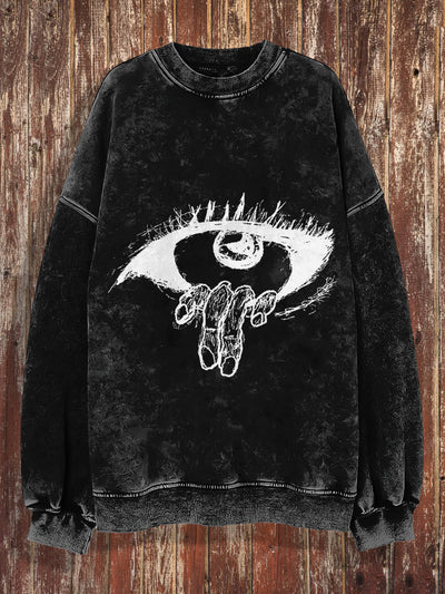 Unisex Scare Eyes Print Halloween Crew Neck Casual Sweatshirt