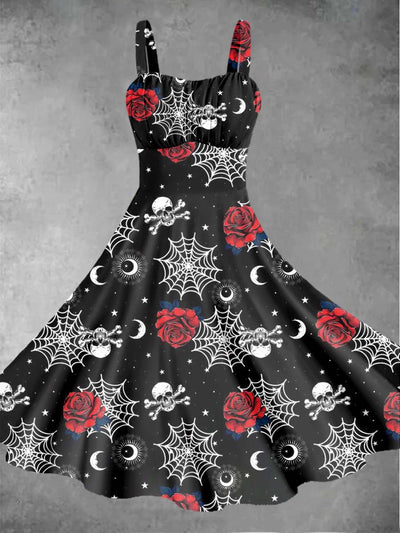 Sleeveless summer dress with skull for women