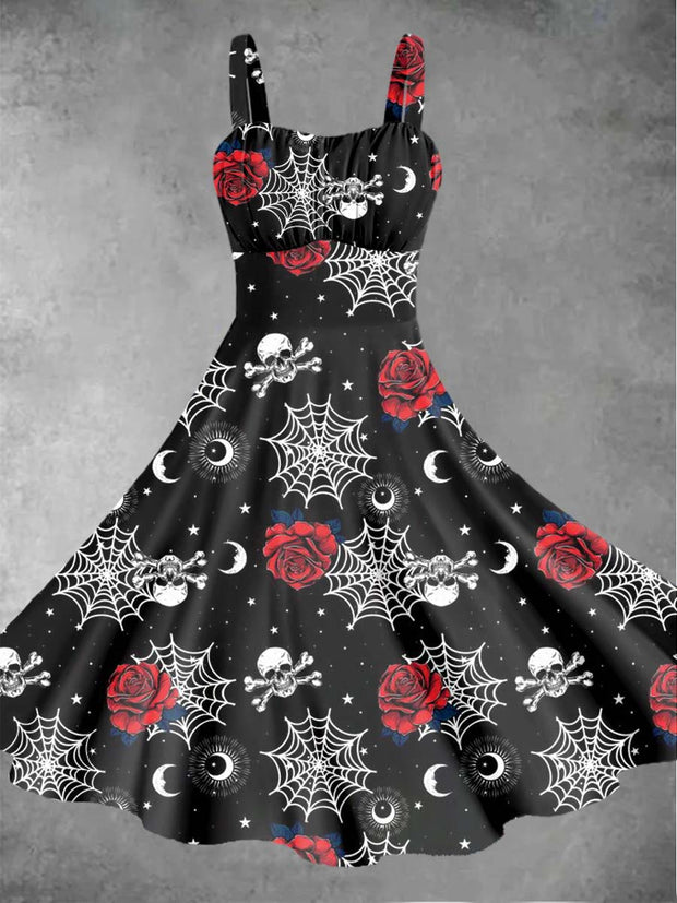 Sleeveless summer dress with skull for women