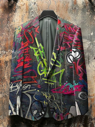 Dark Style Color Graffiti Print Gothic Jacket