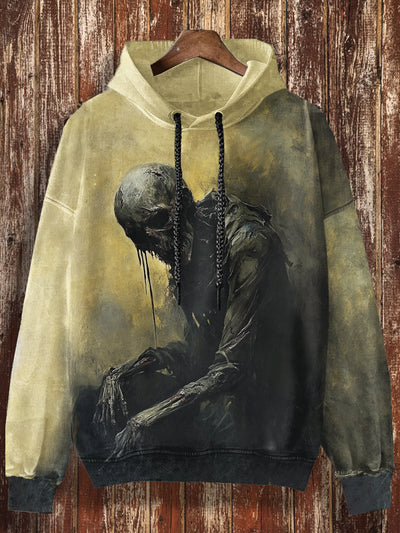 Unisex 3D Zombie Print Halloween Casual Hooded Sweatshirt