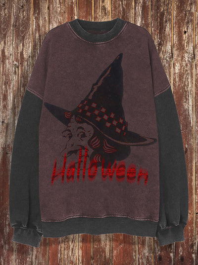 Unisex Halloween retro printed round neck casual long sleeved sweatshirt